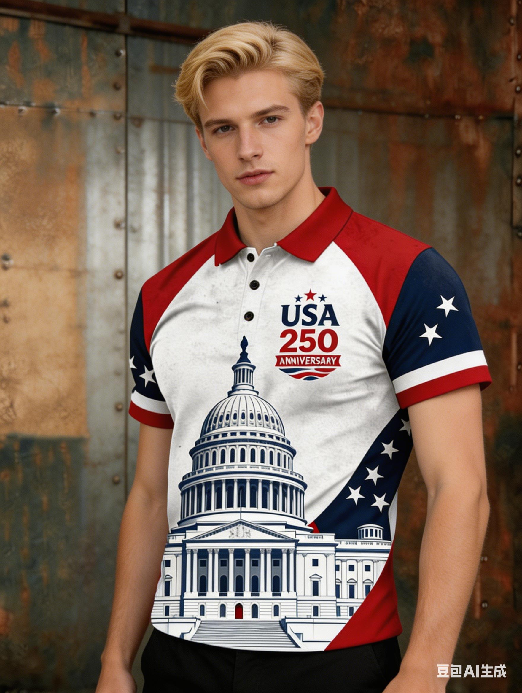 3D Printing Usa - Polo da uomo USA 250° Anniversario